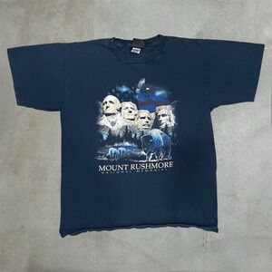 Vintage Prairie Mountain Mount‎ Rushmore National Memorial T-Shirt Navy M USA